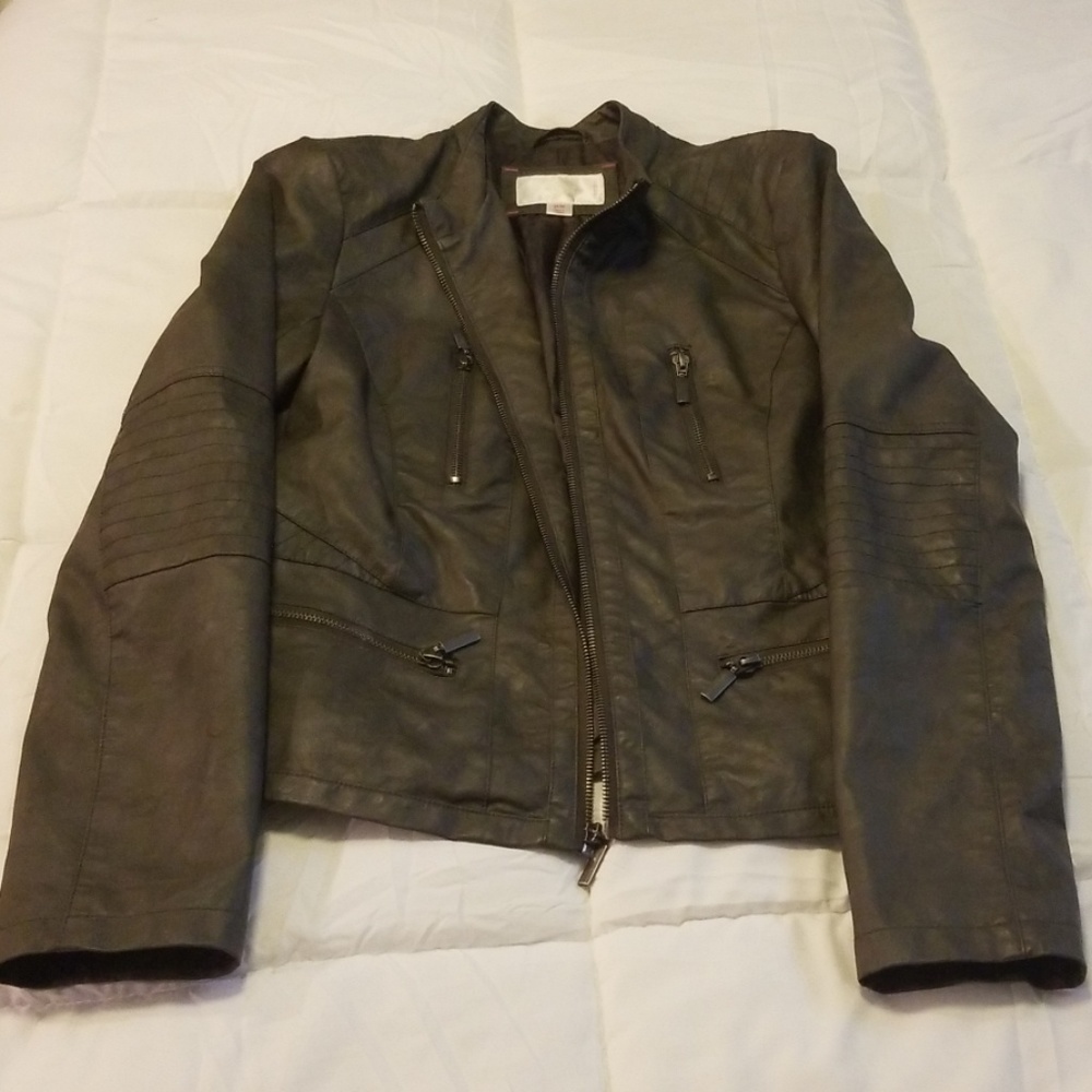 Faux leather utility jacket